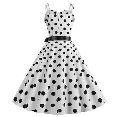 Weiß gepunktetes Rockabilly-Vintage-Kleid