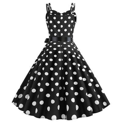 Vintage Rockabilly Kleid Schwarz Weiß Punkte