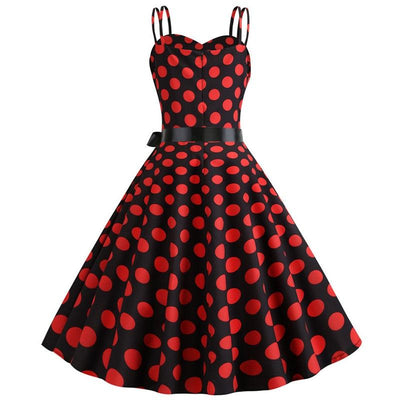 Vintage Rockabilly Kleid Schwarz Rote Punkte