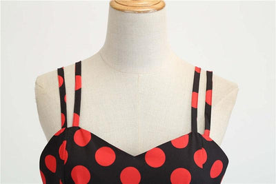 Vintage Rockabilly Kleid Schwarz Rote Punkte