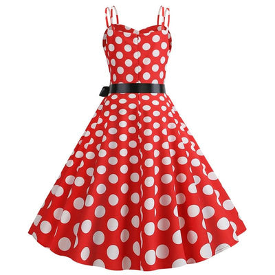Vintage Rotes Rockabilly-Kleid mit weißen Punkten