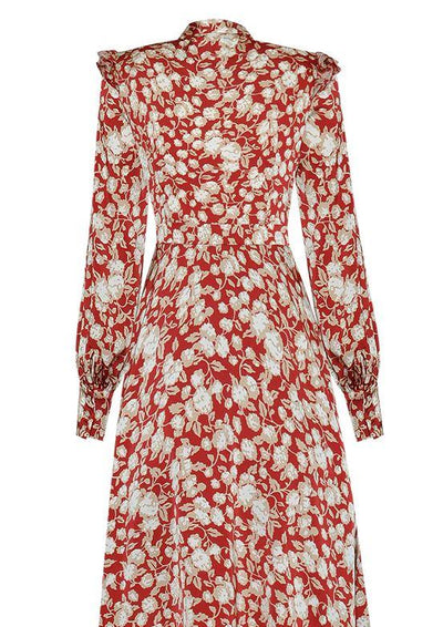 Vintage 40er Jahre Blumenkleid Rot