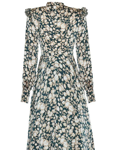 Vintage 40er Jahre Blumenkleid Grün