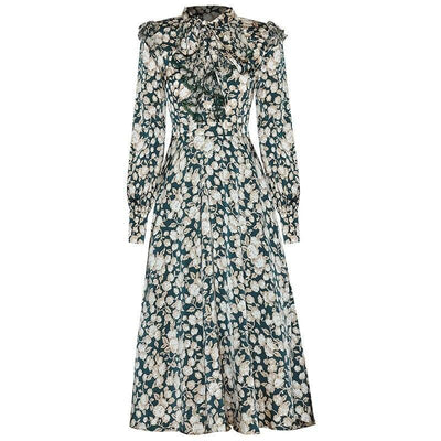 Vintage 40er Jahre Blumenkleid Grün