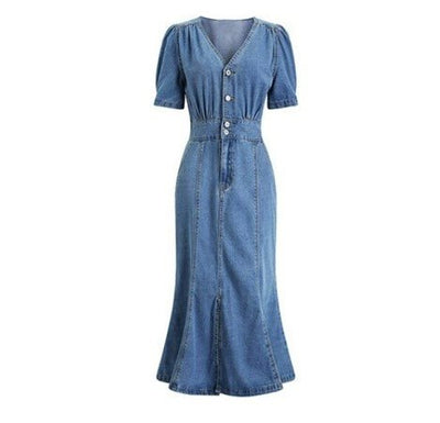 Vintage 40er Out-fit Kleid Blau