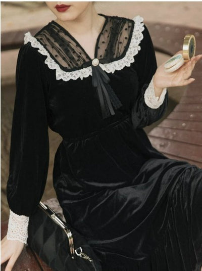 Vintage 40er Jahre Outfit Kleid Schwarz