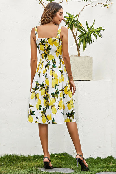 Sommer-Vintage-Kleid mit Zitronenmuster