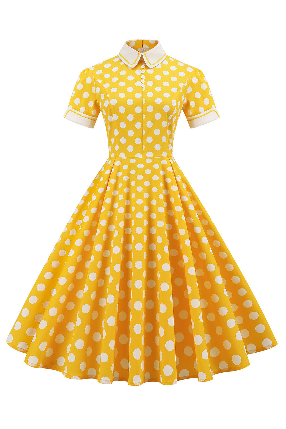 Kleid im Vintage-Stil mit gelben Punkten