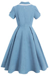 Blaues Vintage-Kleid im 50er-Jahre-Stil