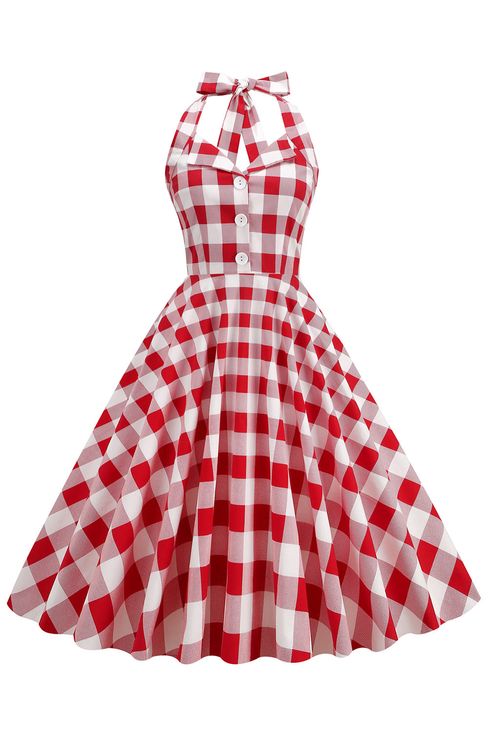 Vintage 1950er Jahre Rot kariertes Swingkleid
