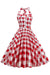 Vintage 1950er Jahre Rot kariertes Swingkleid