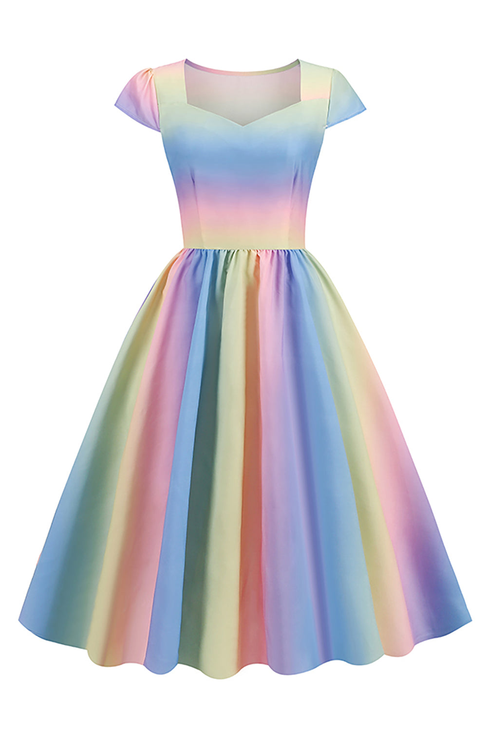 Regenbogenkleid im Vintage-Stil der 50er Jahre