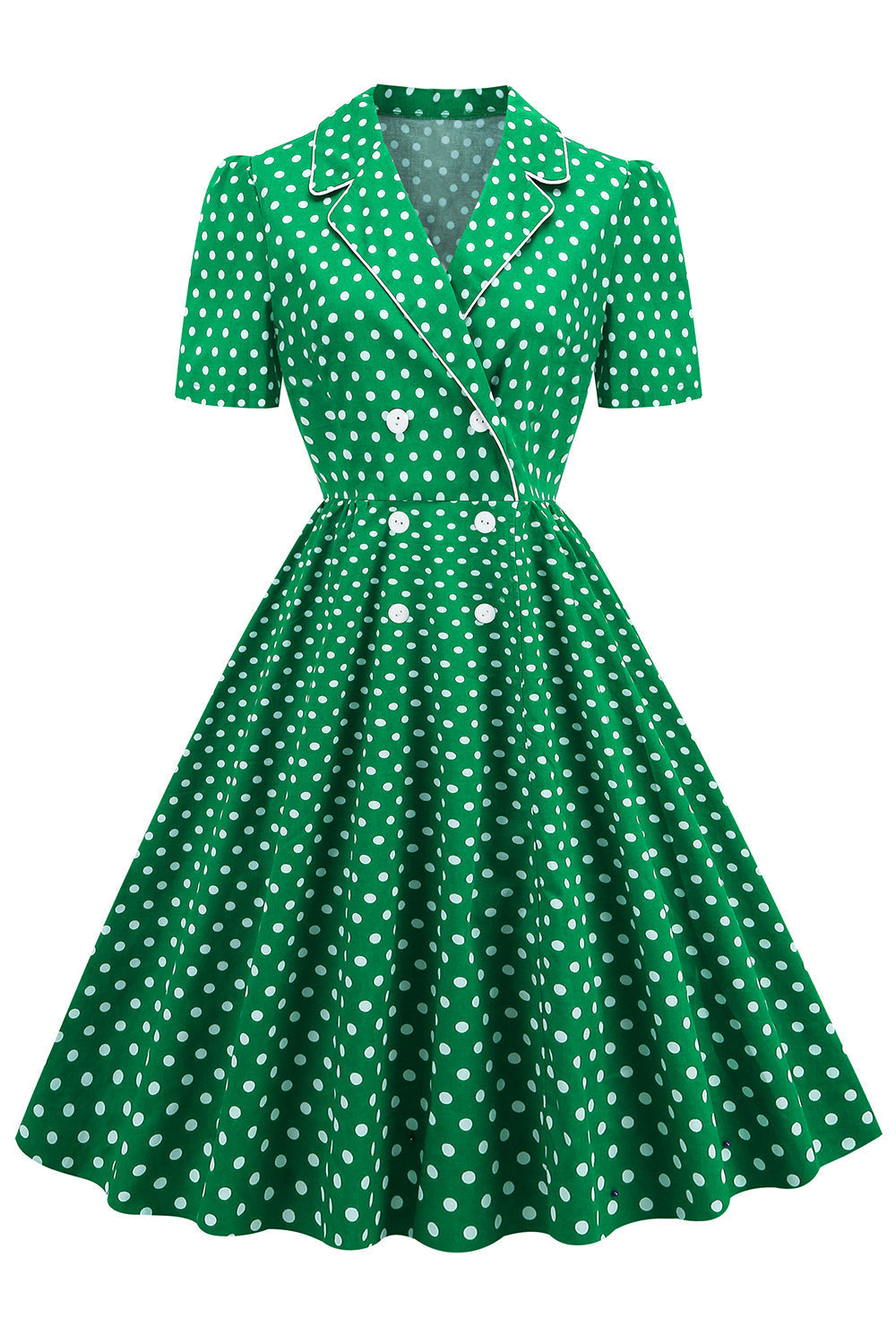 Grünes gepunktetes Vintage-Kleid