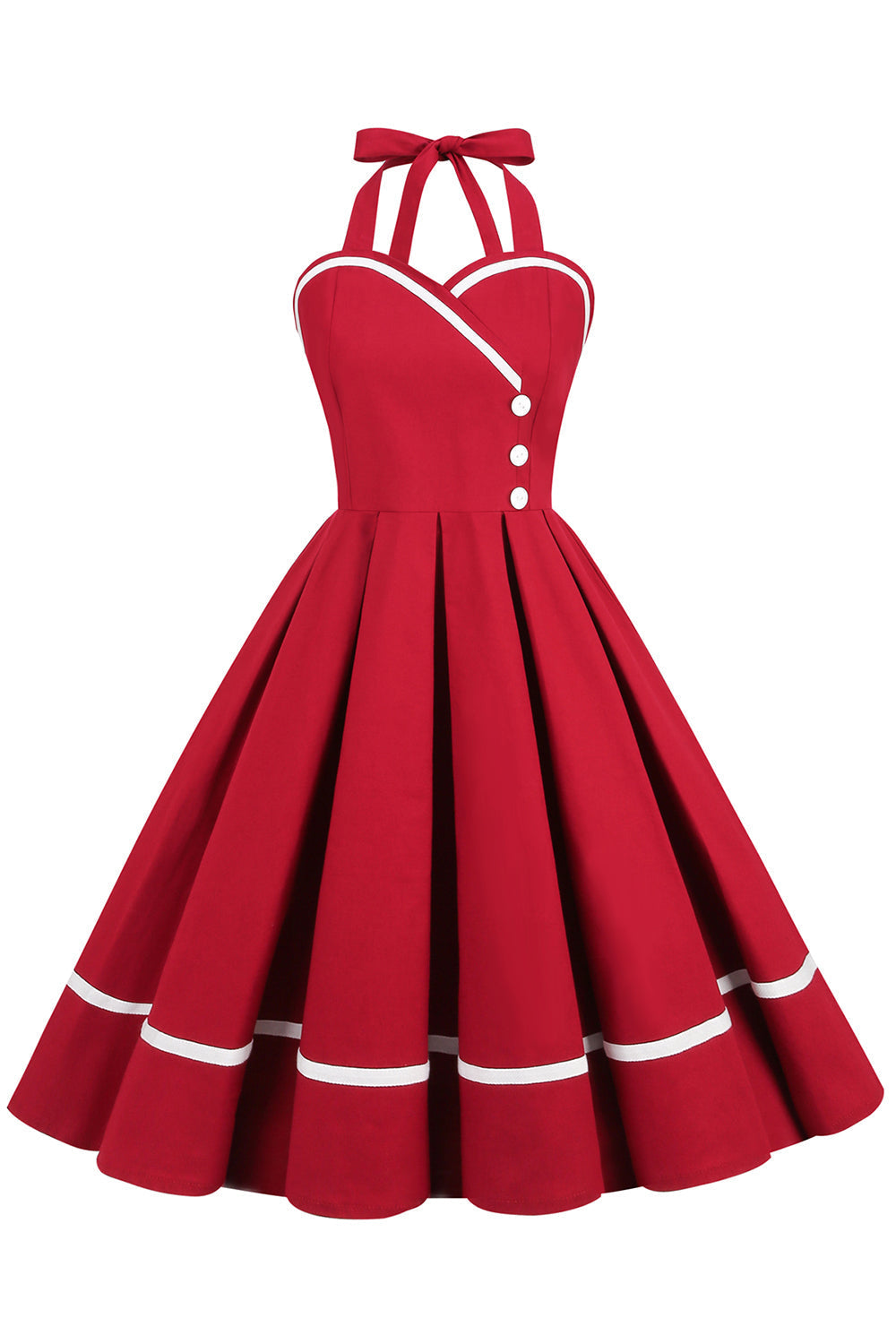 Vintage 50er Jahre Pin-Up-Kleid mit V-Ausschnitt