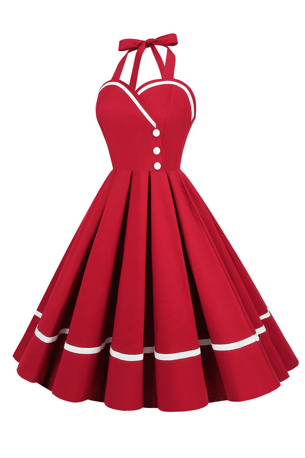 Vintage 50er Jahre Pin-Up-Kleid mit V-Ausschnitt