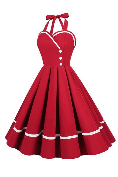 Vintage 50er Jahre Pin-Up-Kleid mit V-Ausschnitt