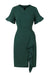 Dunkelgrünes Kleid mit Vintage-Rüschen