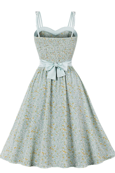 Ärmelloses Vintage-Kleid mit Blumendruck