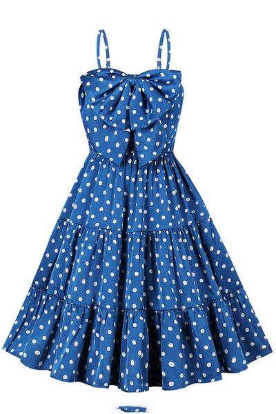 Vintage blaues Polka Dot Kleid