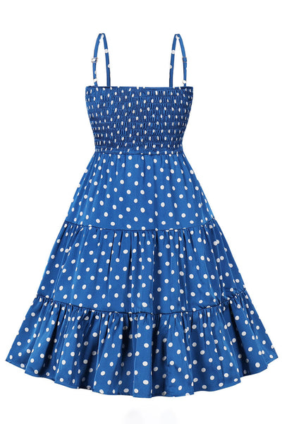 Vintage blaues Polka Dot Kleid