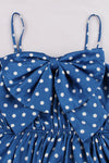 Vintage blaues Polka Dot Kleid