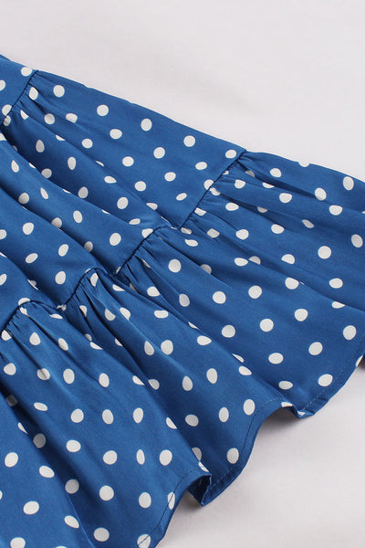 Vintage blaues Polka Dot Kleid