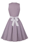 50er Jahre Lila Polka Dot Kleid mit Gürtel