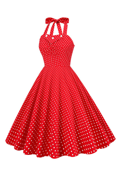 Vintage 50er Jahre Rotes Polka Dot Kleid