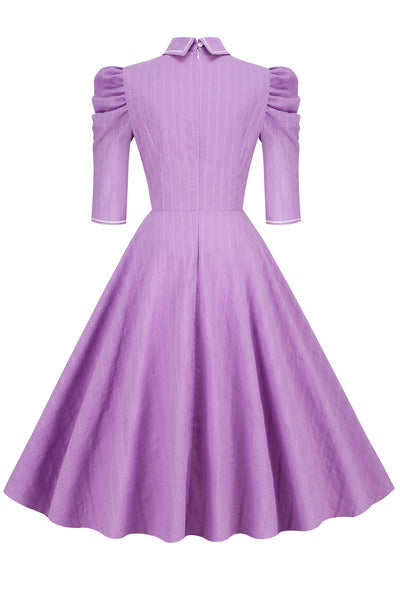 Lila Vintage-Kleid mit halben Ärmeln