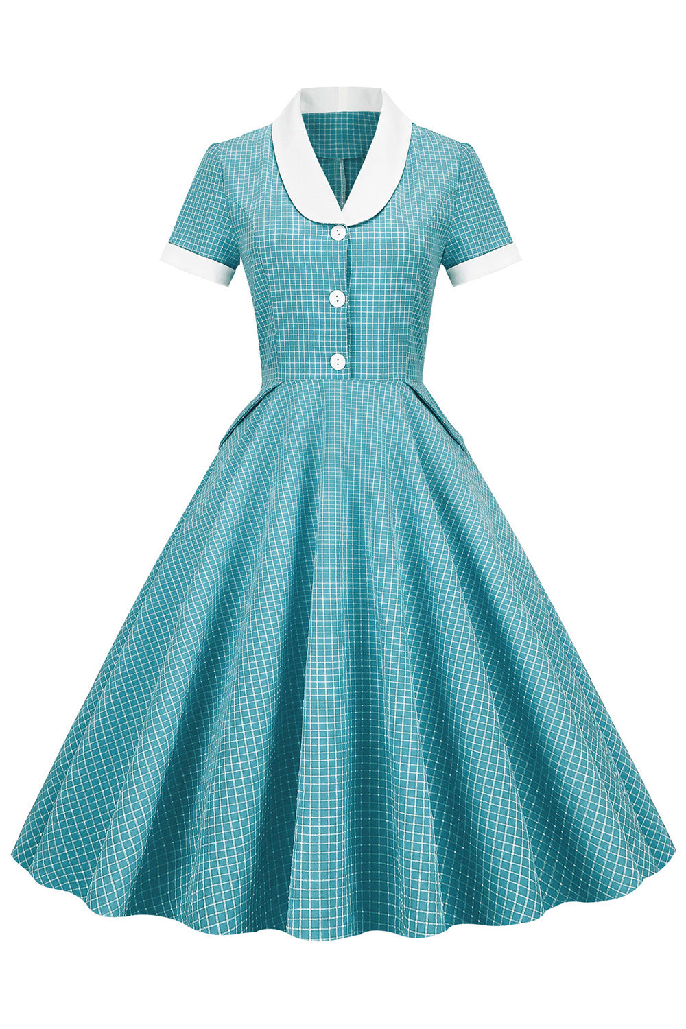 Vintage kariertes Schalkragenkleid