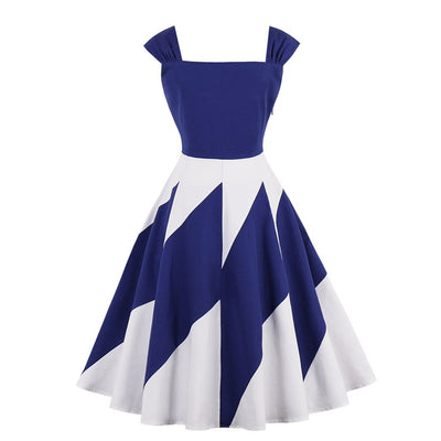 Vintage-Kleid mit schmaler Taille in Blau