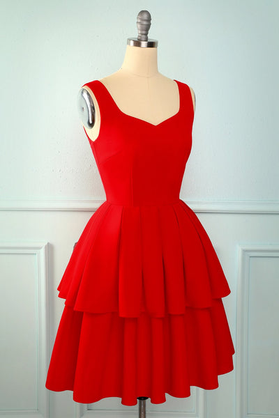 Vintage rotes Rüschenkleid