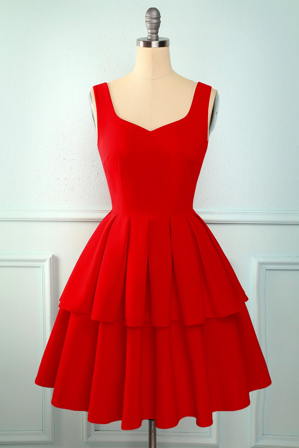 Vintage rotes Rüschenkleid