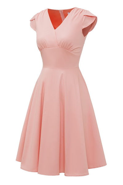 Rosa Vintage-Kleid mit herzförmigem Ausschnitt