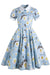 1950er Sommerkleid mit blauem Print