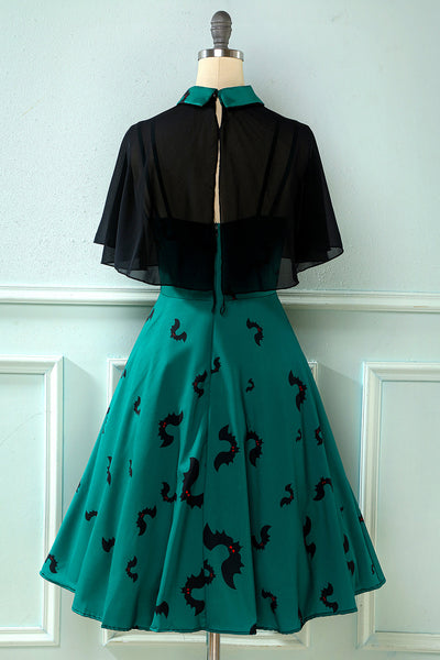 Vintage-Kleid im Gothic-Stil mit Fledermaus-Print