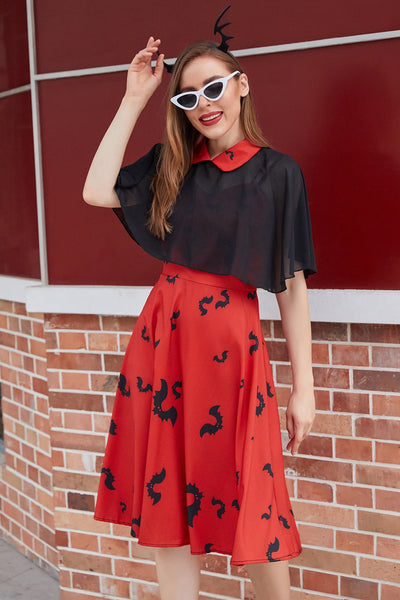 Vintage-Kleid im Gothic-Stil mit Fledermaus-Print