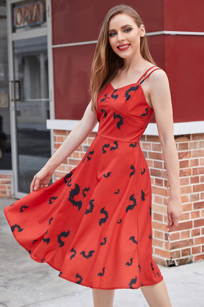 Vintage-Kleid im Gothic-Stil mit Fledermaus-Print