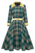 Herbstliches Vintage Grün Kariertes Kleid