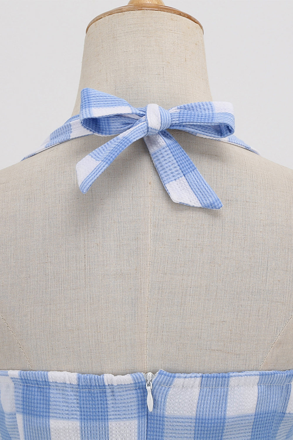 Damen Kariertes rückenfreies Retro-Kleid