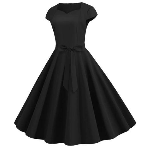 50er Jahre Vintage Schwarzes Kleid