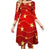 70er-Jahre-Vintage-Disco-Rotes Kleid für Damen mit Sternen
