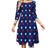 Damen Vintage 70er Plus Size Dunkelblaues Kleid mit Sternenmuster