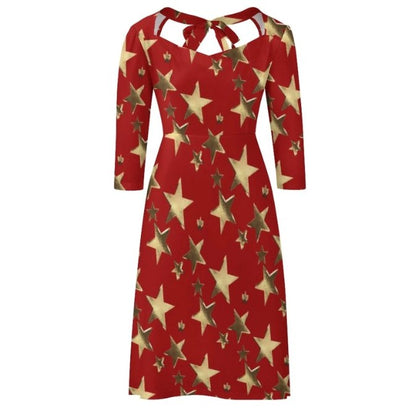 Rotes Vintage-Kleid im Stil der 70er Jahre für Damen