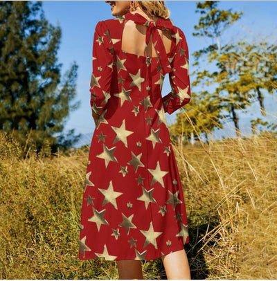 Rotes Vintage-Kleid im Stil der 70er Jahre für Damen