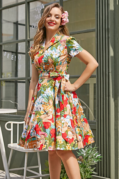 Vintage-Kleid mit Sommerprint