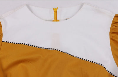 Hübsches gelb-weißes Kleid im Vintage-Design