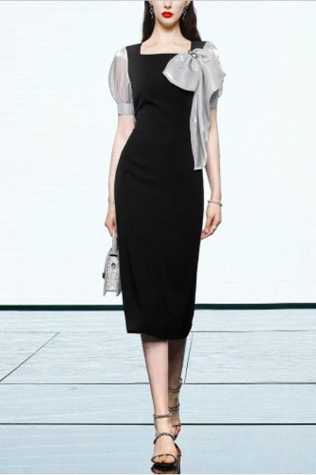 Petite schwarzes Vintage-Kleid