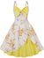 Zierliches Vintage-Kleid mit Blumenmuster in Gelb und Weiß