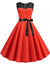 Rotes und schwarzes Pin-Up-Kleid im Stil der 50er Jahre